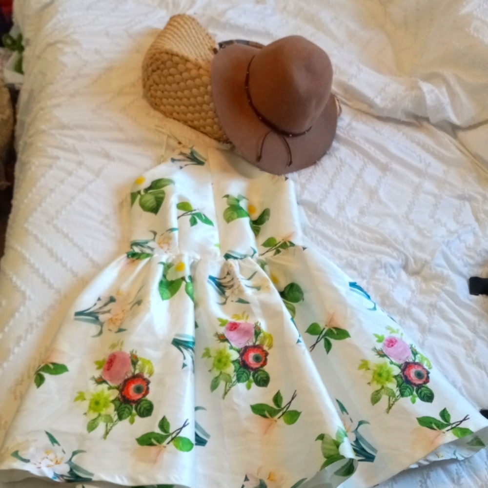 Spring floral halter dress